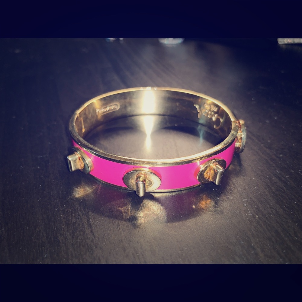 Coach Magenta and Gold hinged bangle bracelet